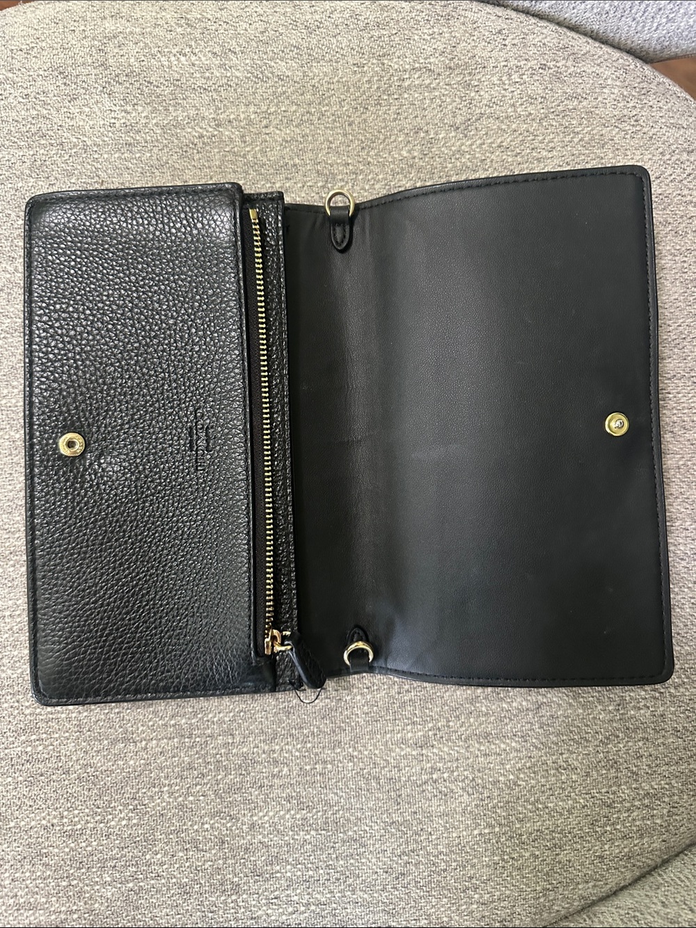 Coach Black Pebbled Leather Continental Wallet with Gold Logo - Picture 3 of 15